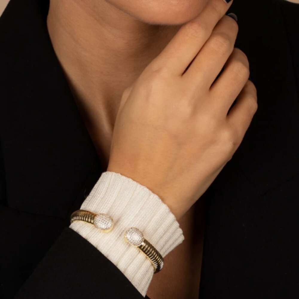 Adina Eden Pave Rounded Claw Snake Bangle Bracelet - Gold - NWT